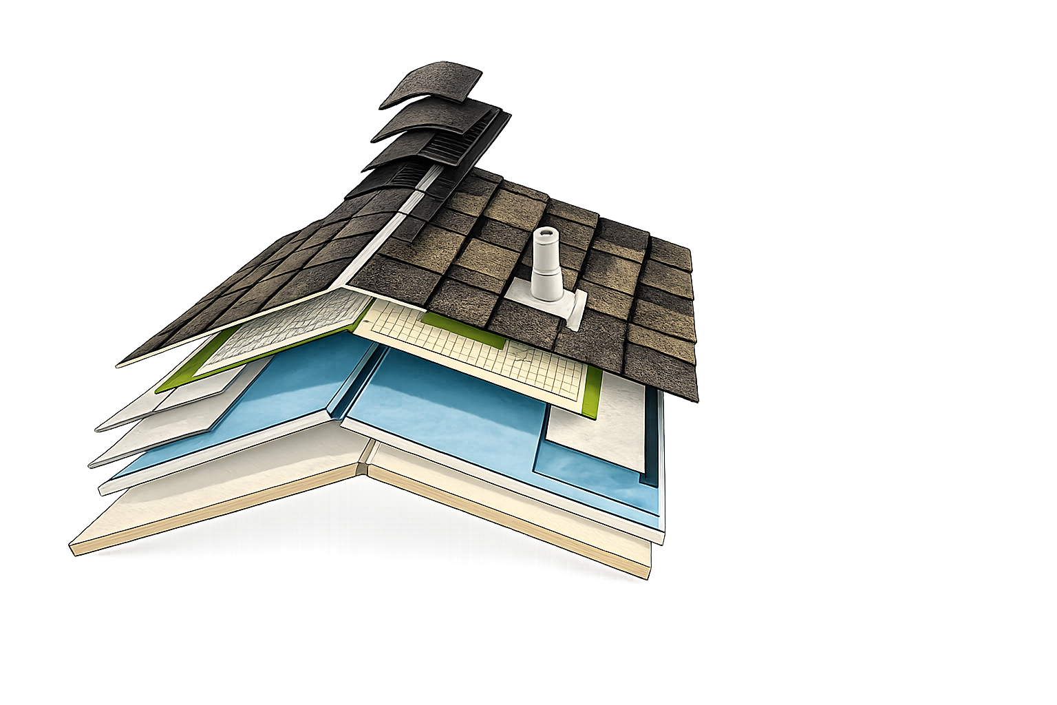 GAF Lifetime Roofing System — exploded layer view